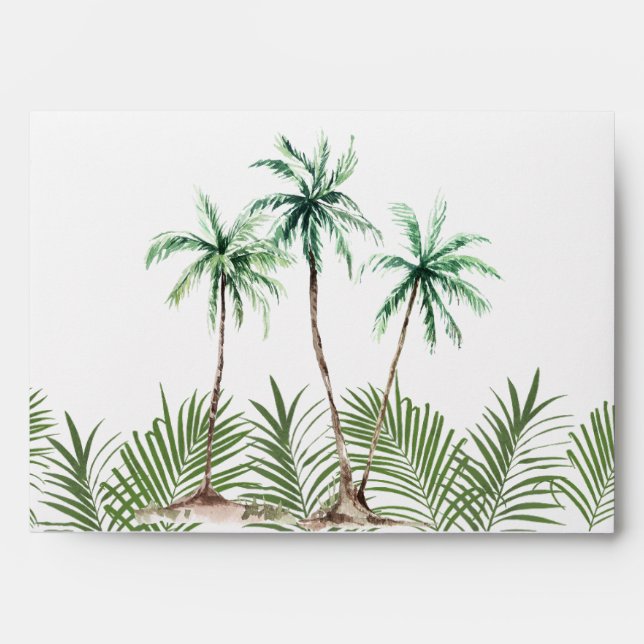 Enveloppe Mariage d'aquarelle moderne Palm Tree (Devant)