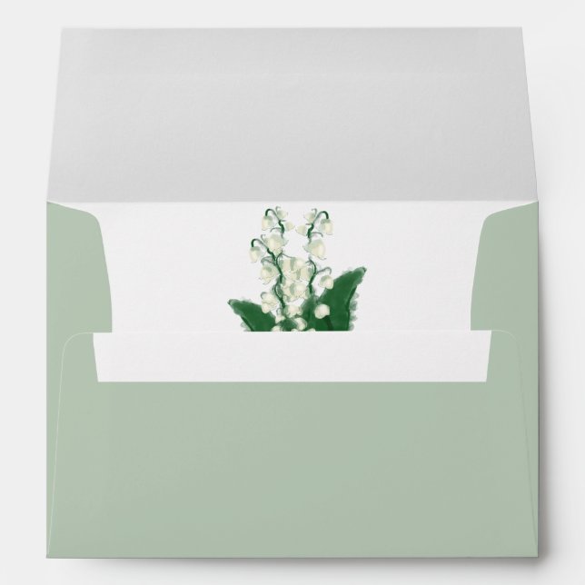 Enveloppe Mariage d'aquarelle romantique de Lily Valley (Dos (Bas))