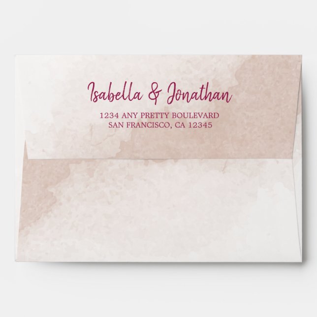 Enveloppe mariage d'aquarelle rose magenta (Dos (Haut rabat))