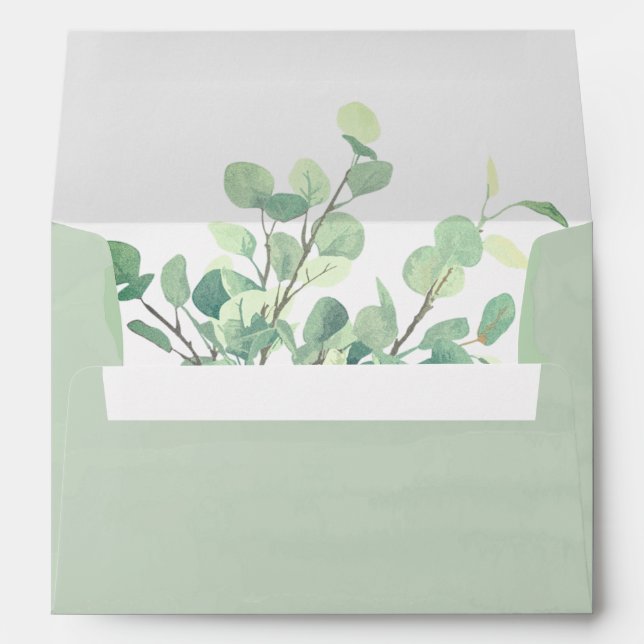 Enveloppe Mariage d'aquarelle simple Eucalyptus Green (Dos (Bas))