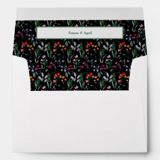 Enveloppe Mariage d'aquarelle Whimsical Black Floral