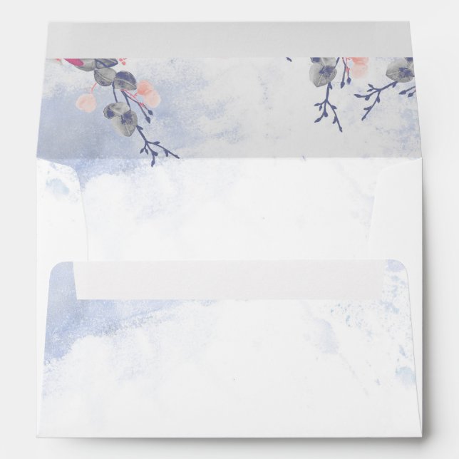 Enveloppe Mariage d'aquarelles bleu-duché (Dos (Bas))