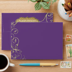 Enveloppe Mariage d'araignée dorée de feuilles de coeur viol