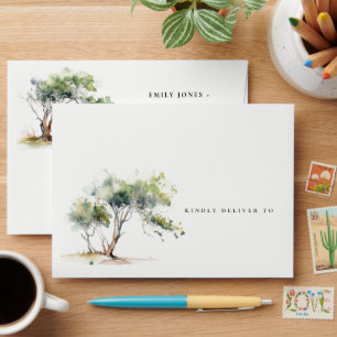 Enveloppe Mariage d'arbre botanique simple minimal