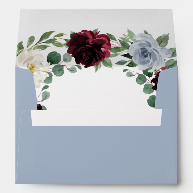 Enveloppe Mariage de automne de canneberge bleu et bordeaux (Dos (Bas))