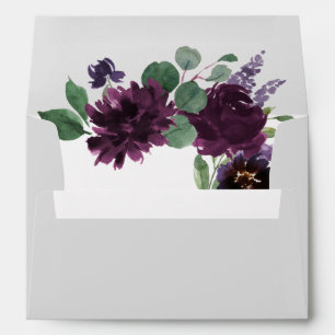 Enveloppe Mariage de automne de pivoine gris violet gris arg