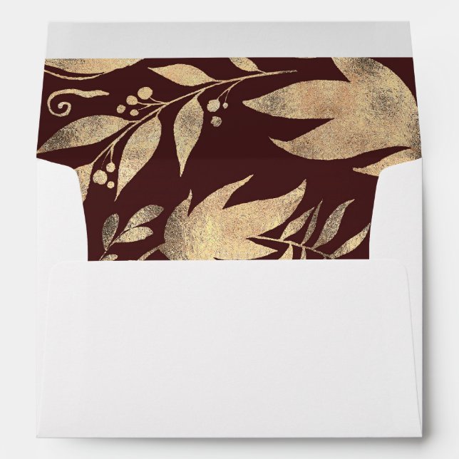 Enveloppe Mariage de automne des Feuilles de Bourgogne et d' (Dos (Bas))