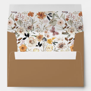 Enveloppe Mariage de automne Fleur sauvage Brown Boho