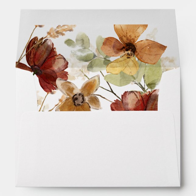 Enveloppe Mariage de automne Fleur sauvage d'aquarelle d'aut (Dos (Bas))