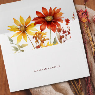 Enveloppe Mariage de automne Floral de rouille orange brûlée