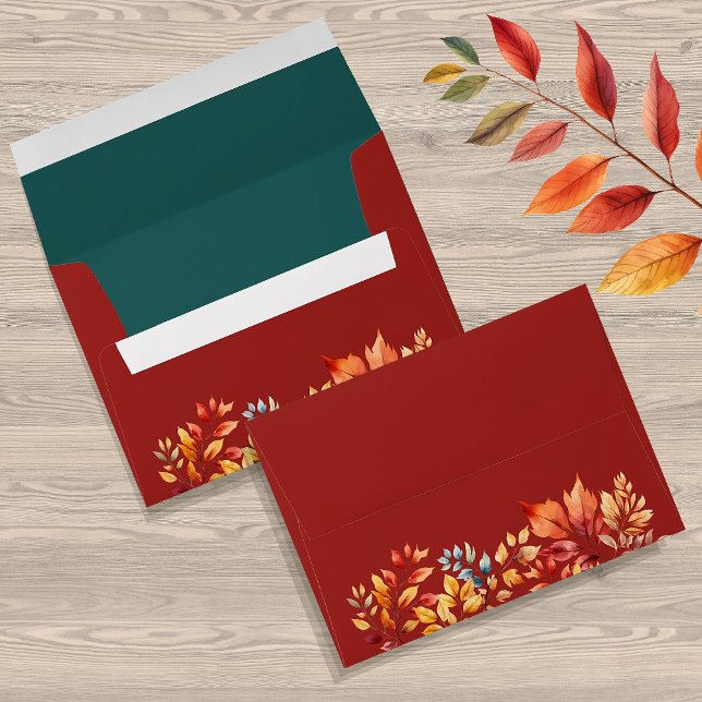 Enveloppe Mariage de automne rouge automne (Créateur téléchargé)