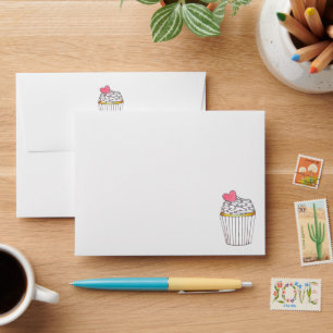 Enveloppe Mariage de Baby shower nuptiale Cupcake Coeur rose