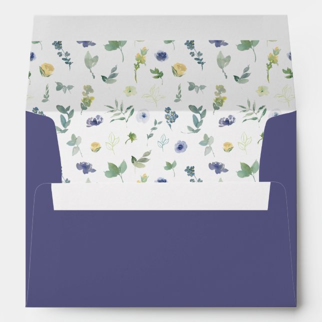 Enveloppe Mariage de Boho jaune bleu (Dos (Bas))