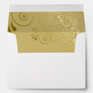 Enveloppe Mariage de boucles élégantes à la feuille d'or