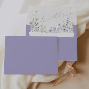 Enveloppe Mariage de bouquet rose et violet Aquare