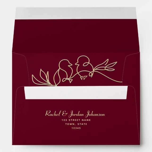 Enveloppe Mariage de Bourgogne rouge (Dos (Bas))