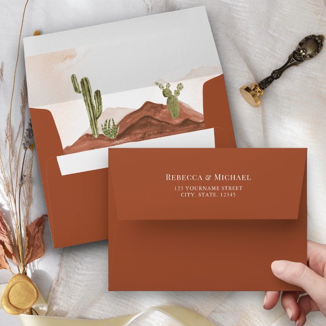 Enveloppe Mariage de Cactus du désert de Terracotta (Créateur téléchargé)