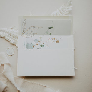 Enveloppe Mariage de calligraphie Feuille Gold Gre