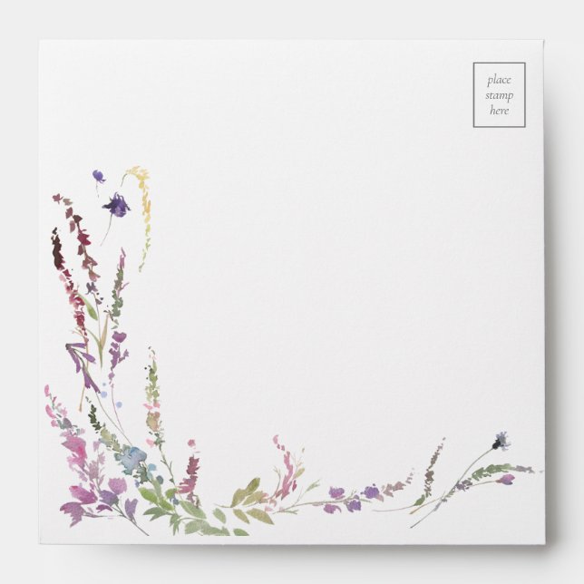 Enveloppe Mariage de calligraphie Fleur sauvage violet (Devant)