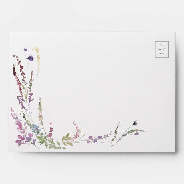 Enveloppe Mariage de calligraphie Fleur sauvage violet (Devant)