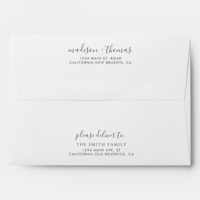 Enveloppe Mariage de calligraphie gris minimal classique (Dos (Haut rabat))