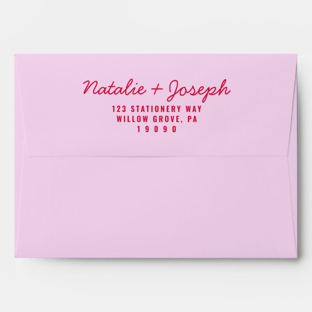 Enveloppe Mariage de calligraphie moderne colorée (Dos (Haut rabat))