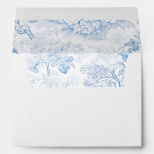 Enveloppe mariage de carte chinoiserie blanche ble