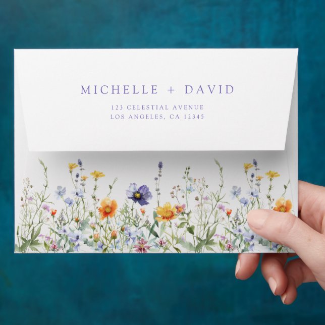 Enveloppe Mariage de champ fleur sauvage (Hand)