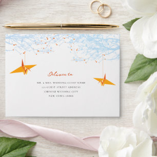 Enveloppe Mariage de citation d'amour et de grues d'origine 