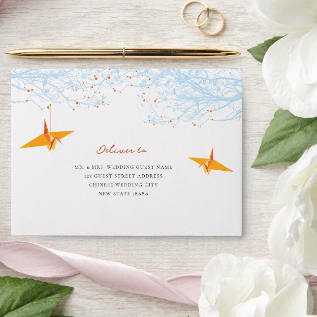 Enveloppe Mariage de citation d'amour et de grues d'origine  (Wedding)