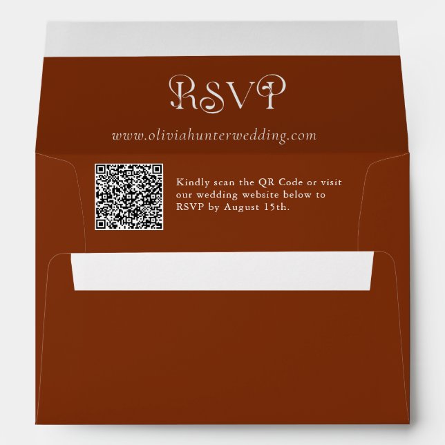Enveloppe Mariage de code QR en terre cuite moderne (Dos (Bas))