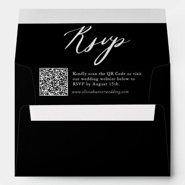 Enveloppe Mariage de code QR noir élégant (Dos (Bas))