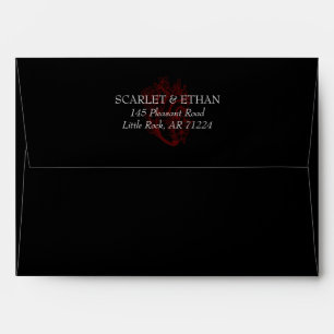 Enveloppe Mariage de coeur rouge gothique noir