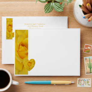 Enveloppe Mariage de conception du coeur rose jaune