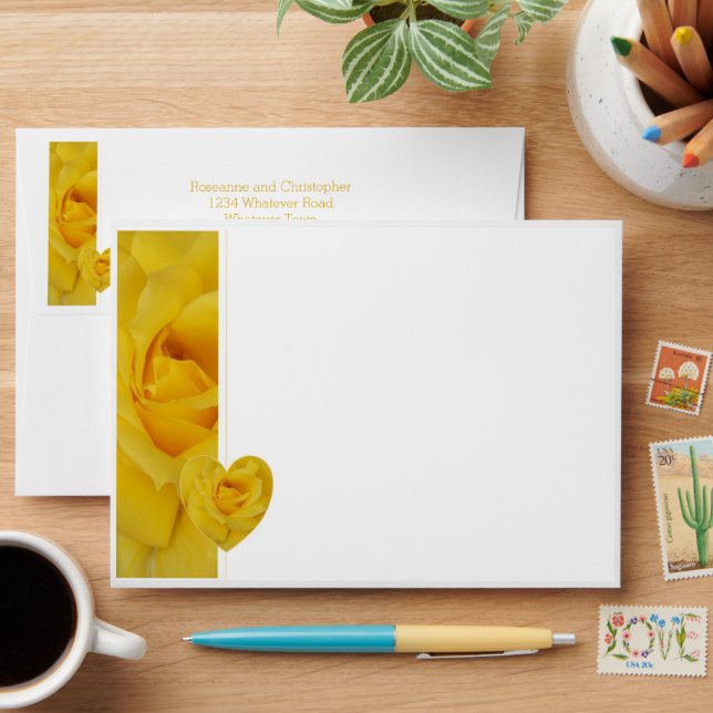 Enveloppe Mariage de conception du coeur rose jaune (Desk)