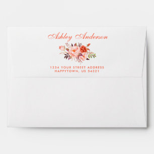 Enveloppe Mariage de corail floral d'aquarelle
