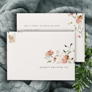 Enveloppe Mariage de courge à l'aquarelle florale de prairie