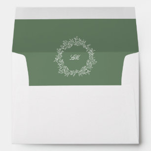 Enveloppe Mariage de couronne de monogramme vert Sage