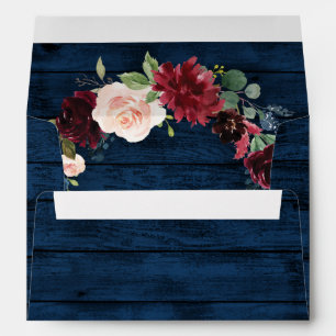 Enveloppe Mariage de couronnes bleu marine bleu bordeaux ble