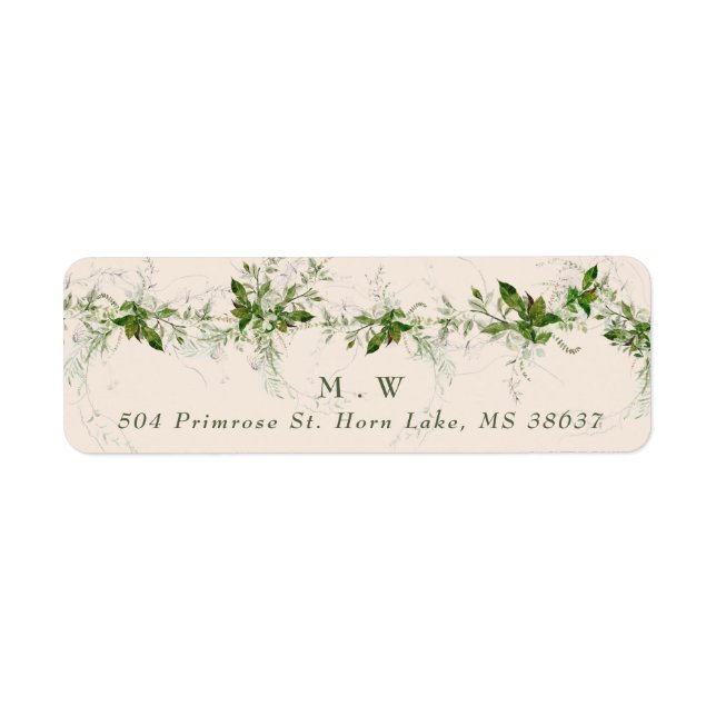 Enveloppe Mariage de crème Monogramme Eucalyptus W (Devant)