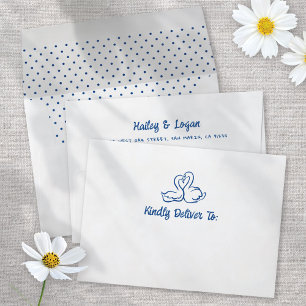 Enveloppe Mariage de cygnes illustrés à la main