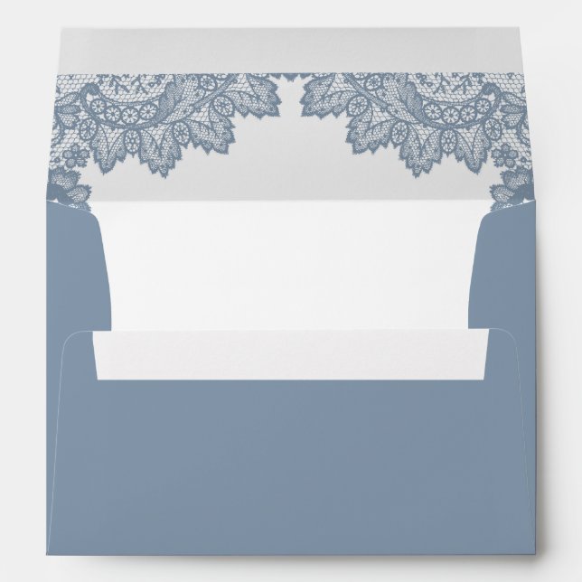 Enveloppe Mariage de dentelle bleu Dusty (Dos (Bas))