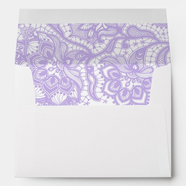 Enveloppe Mariage de dentelle violette de Lavande (Dos (Bas))