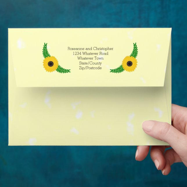 Enveloppe Mariage de design de tournesol de couleur jaune (Hand)