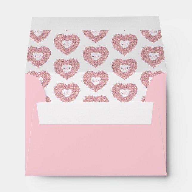 Enveloppe Mariage de dessin à coeur rose (Dos (Bas))
