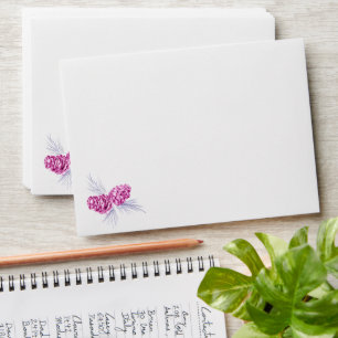 Enveloppe Mariage de dessin bleu violet cône de pin