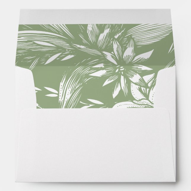 Enveloppe Mariage de disposition florale vert Sage (Dos (Bas))