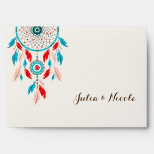 Enveloppe Mariage de Dreamcatcher en plumes de la tribu Boho