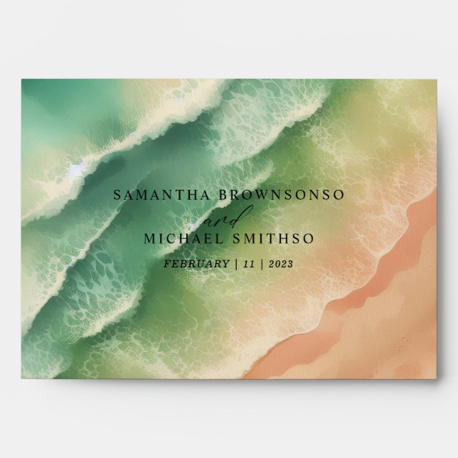 Enveloppe Mariage de fête d'été de plage océanique de soleil (Devant)