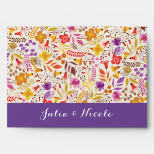 Enveloppe Mariage de feuillage de Fleur sauvage Boho violet 